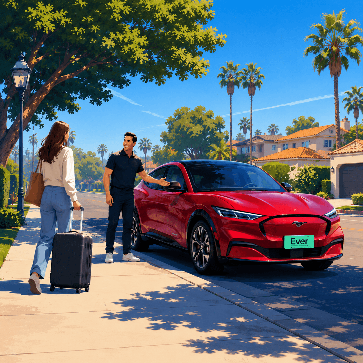 Ever specialist helping an Uber driver with an electric vehicle